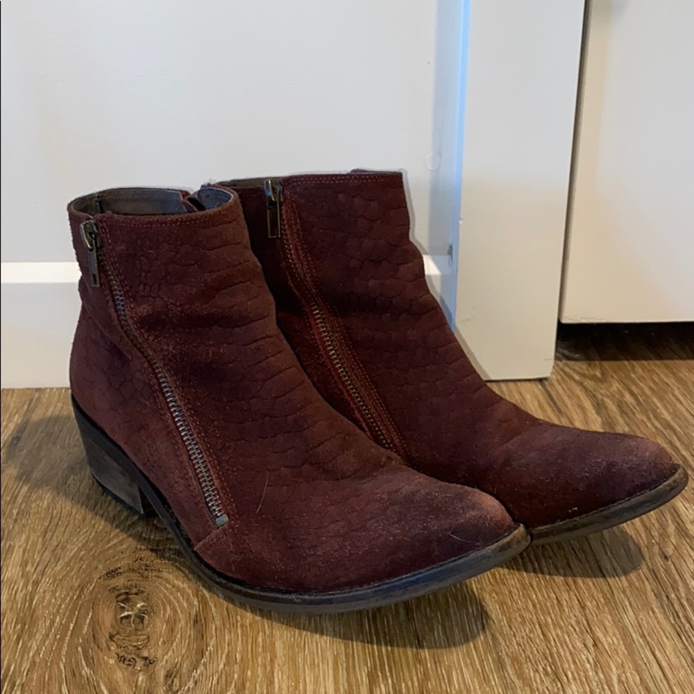 Free People suede faux snake booties - merlot